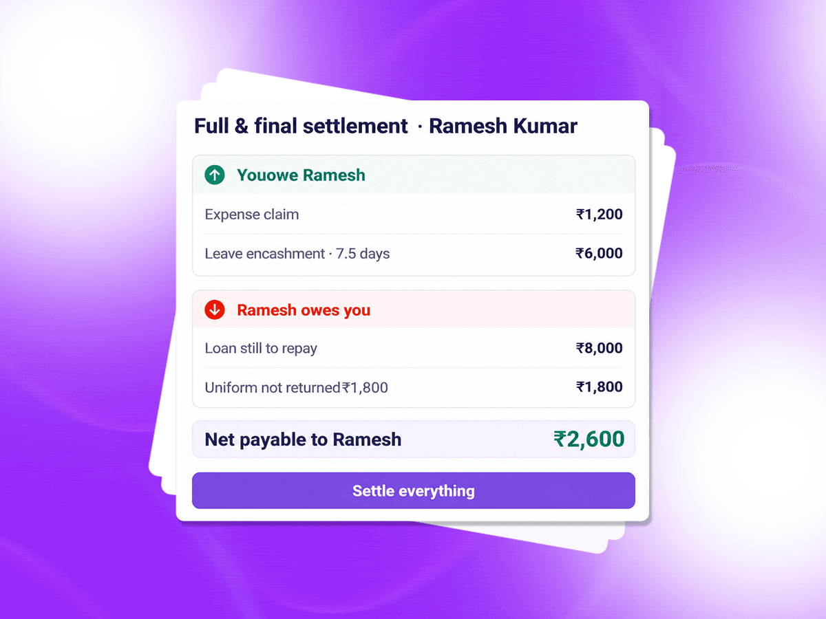 A full and final settlement: what each side owes, and the net payable