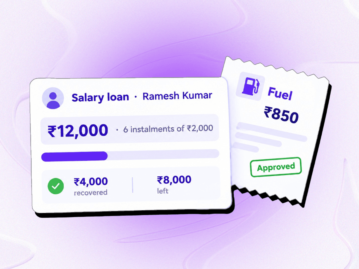 A salary loan a third repaid, and an approved fuel receipt