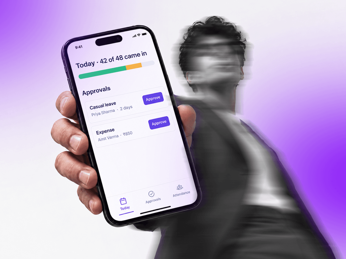 The owner's app: today's attendance and approvals waiting
